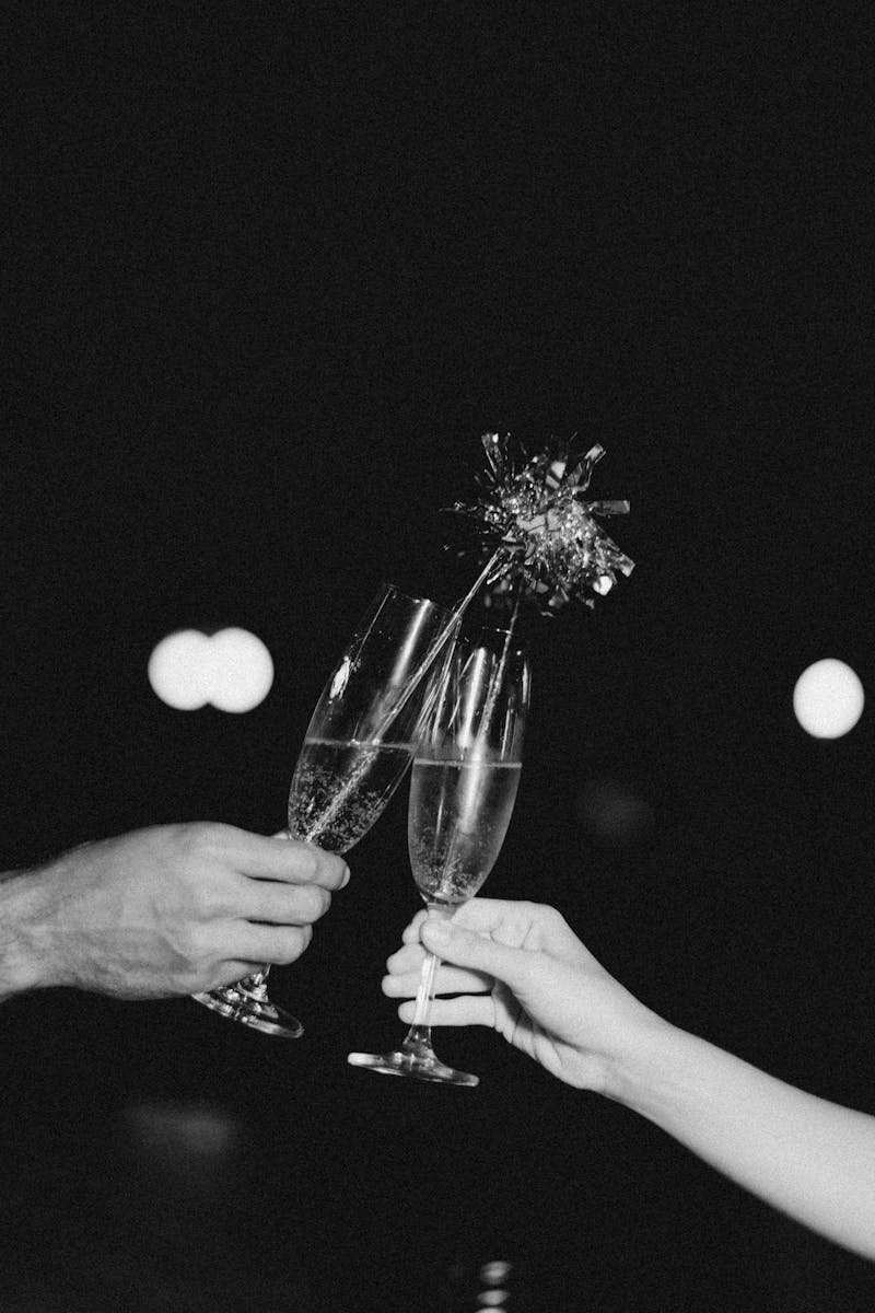 Champagne toast with sparkler