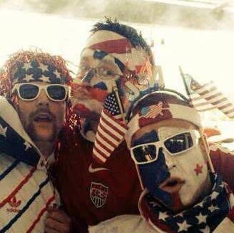 American fans dressed for the USA vs Paraguay watch party at The Boundary
